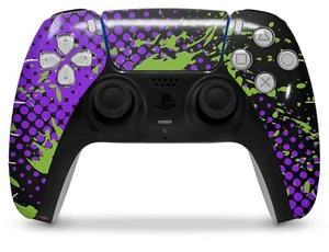 Skin Sony PS5 Controller Mezzo Tono Splatter Verde Viola - Foto 1 di 4