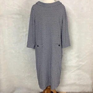Boden Bessie Jacquard Navy Blue & White Cotton Blend Sheath Dress Retro NWT 18L - Picture 1 of 8