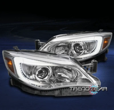 FOR 2008-2014 SUBARU IMPREZA WRX LED TUBE CHROME PROJECTOR HEADLIGHTS HEADLAMPS - Image 1 of 4