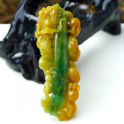 RARE Marvelous Imperial Yellow Green Jadeite Jade Dragon Pendant《Grade A》 cert'd