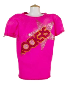 Barbie & The Rockers Top Shirt Pink Mattel #2792 Glitter Logo 1985 - Picture 1 of 5