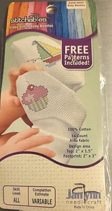Janlynn Blank Cross Stitch Baby Booties 14 Count Aida Cloth White Free Pattern - Picture 1 of 4