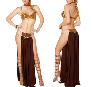 4Pcs Princess Leia Slave Bikini Costume Sexy Women Retro Star Cosplay Dress - Picture 1 of 13