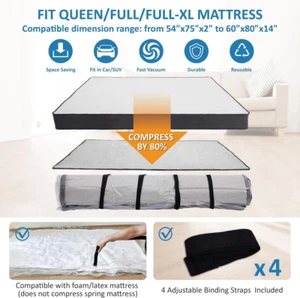 Queen/Full/Full-Xl Foam Mattress Vacuum Bag for Moving, Vacuum Seal Mattress Bag - Picture 1 of 5