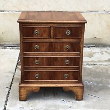 AntQ Burled Table Top Chest of Drawers, Dovetailed, Mixed Woods, Storage 21" H