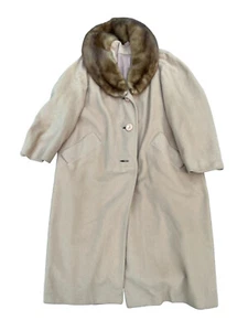Vintage Bonds Fifth Avenue 100% Cashmere Cost 3/4 Sleeves Lined Fur Collar - Picture 1 of 13