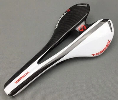 Full Carbon 3K seats MTB Bike road Bicycle Racing Hollow Seat Saddle White Gloss - Image 1 of 4