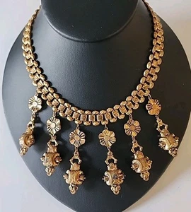 Ornate Antique Victorian Goldtone Book Chain Dangle Necklace (LP) - Imagen 1 de 9