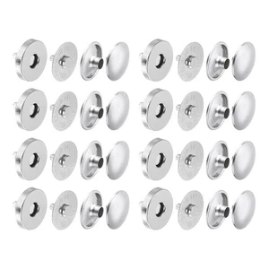20 Sets 14x4mm Round Snaps Button Base Components and Cap Kit, Silver - Imagen 1 de 6