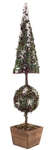 Melrose 40.5" Winter Wonderland Snow-Covered Christmas Topiary Tree Wood Base - Picture 1 of 1