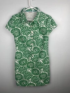 Boden Dress Womens 8 Green White Short Sleeve Button Up Pockets Floral Mod Print - Picture 1 of 11