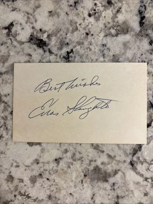 Enos Slaughter Autographed 3x5 index card - Image 1 of 2