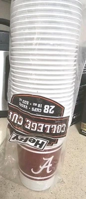 28-ct University of Alabama Crimson Tide Plastic 18oz Disposable Cups Football - Image 1 of 2