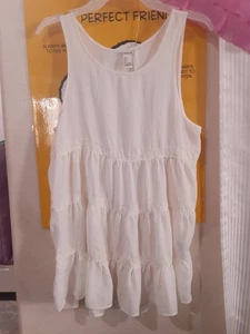 Spitze Lagenlook Stufen Babydoll Rüschen Ärmellos Tank Top Small Boho Gypsy Fairy - Bild 1 von 5