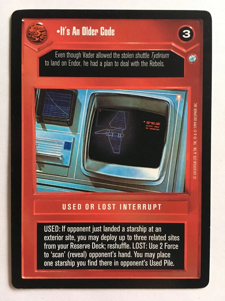 Star Wars CCG Decipher Endor It's An Older Code SWCCG TCG 1999 - Bild 1 von 1