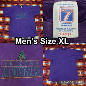 Vintage MLB Arizona Diamondbacks Logo 7 lila T-Shirt Herren Gr. XL bestickt - Bild 1 von 7