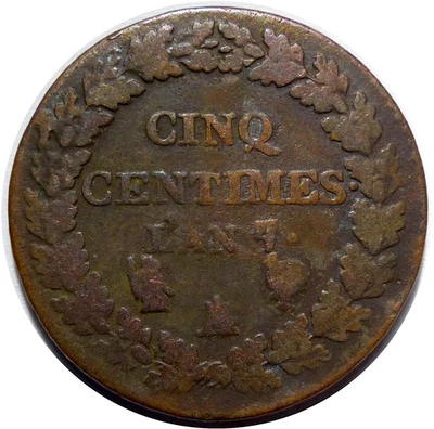 5 Centimes Dupré L'an 7/5 A/A - Photo 1/2