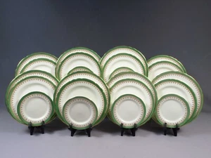 Aynsley DURHAM Green Gold DINNER SET set for 8 Salad Bread Plate England - Picture 1 of 7