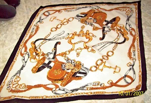 Levante Italy Vintage Polyester Pleated Scarf Equestrian Style Pattern REDUCED - Picture 1 of 12