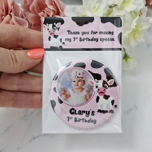 20/50 piezas Rosa Vaca Primer Cumpleaños Favores Fiesta Vaca Santa Personalizados - Imagen 1 de 6