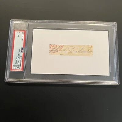 Hub Perdue Signed Index Cut JACK SMALLING COLLECTION PSA Slabbed Graded N Mint 7 - Image 1 of 2