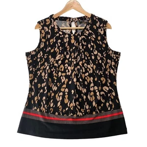 Blusa KARL LAGERFELD Paris Multicolor Sin Mangas Plisada Cuello Redondo Talla M - Imagen 1 de 13