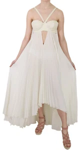 JOHN RICHMOND Dress White Leather Long Maxi Gown Abito IT42 / US8 /M RRP $3300 - Picture 1 of 10