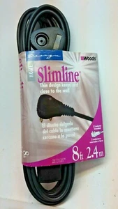 Slimline 2243 Flachstecker rechtwinklig Verlängerungskabel 3 Steckdosen 8 Fuß schwarz NEU - Bild 1 von 5