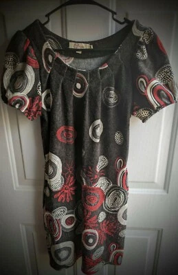 Aryeh Anthropologie Multi Colored Black Sweater Dress W/ Pockets Sz S - Image 1 of 4