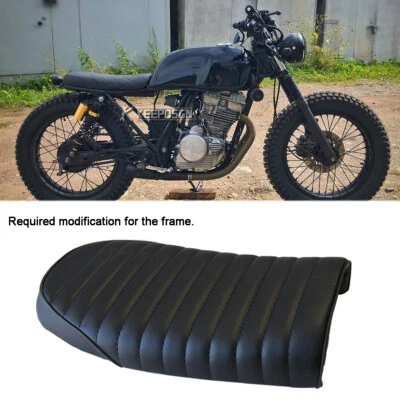 Flat Driver Seat Solo Seat Saddle Black PU For Honda Clubman GB 250 Cafe Racer - Image 1 of 4