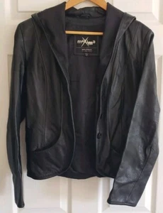 Chaqueta de cuero negra Wilson de colección con capucha Máxima tres botones para mujer talla XS - Imagen 1 de 10
