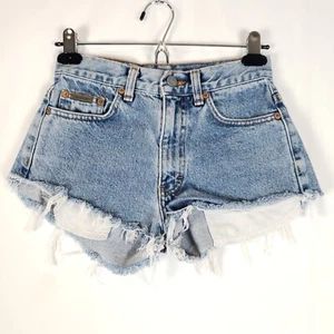 Vtg 90s Calvin Klein Cutoff Jeans Shorts Juniors 1 Blue Denim Raw Hem Distressed - Picture 1 of 11