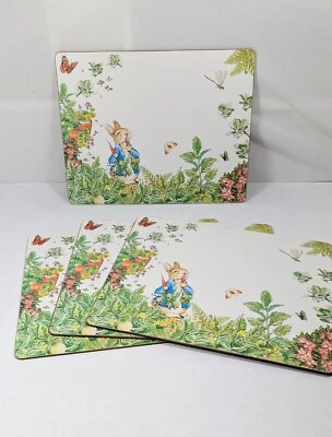 Set Of 4 2022 Pottery Barn Cork Back Placemats Beatrix Potter Peter Rabbit Bunny - Image 1 of 4