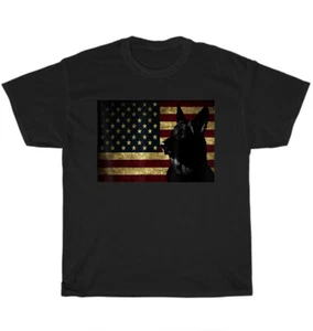 Black German Shepherd Dog American USA Flag Dogs Pet Puppy Animal Lover T-Shirt - Picture 1 of 4