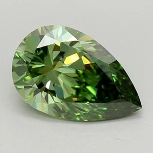 Loose CVD Diamond 1.28 Ct Pear Fancy Vivid Green Color VS2 Clarity IGI CERTIFIE - Picture 1 of 11