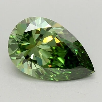 Loose CVD Diamond 1.28 Ct Pear Fancy Vivid Green Color VS2 Clarity IGI CERTIFIE - Image 1 of 4