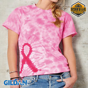 Cancer Awareness T-Shirt Tie Dye Loose Fit Breast Cancer Support Pink Ribbon 