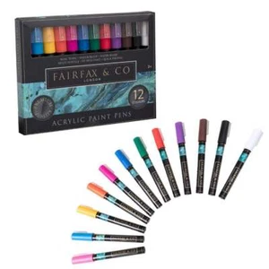 FairFax & Co Deluxe Acrylic Paint Pen Set |12 Colour Markers for Art & Craft Use - Picture 1 of 13