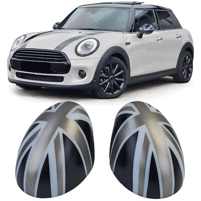 COPRI SPECCHIETTI UNION JACK NERO E GRIGIO PER MINI ONE COOPER S D F54 F55 F56 F57 - Immagine 1 di 4