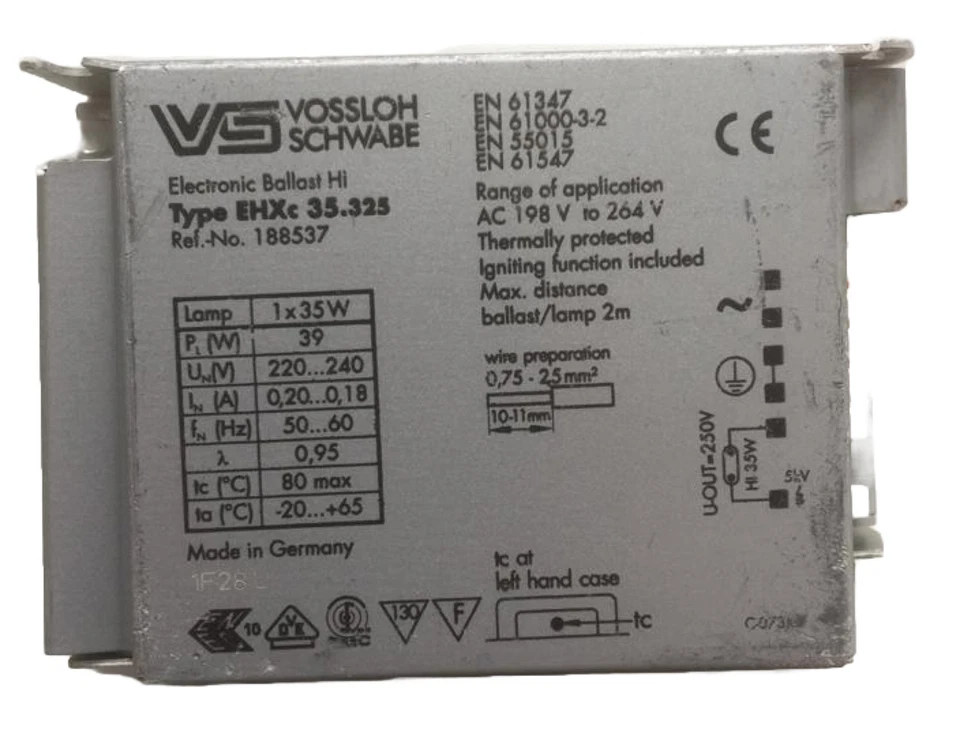 Vossloh Schwabe Electronic Ballast EHXc 35.325 Ref 188537