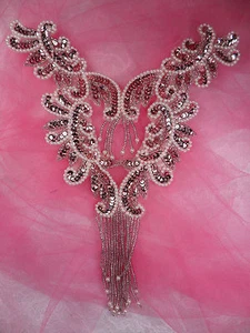 Parche con apliques de lentejuelas y yugo de corpiño malva motivo de costura 10" 0510  - Imagen 1 de 1