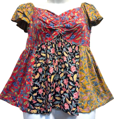 Nuevo con etiquetas HILOS SAGRADOS parche boho hippy babydoll rayón calado TOP S/M Envío gratuito Foto 1 de 4