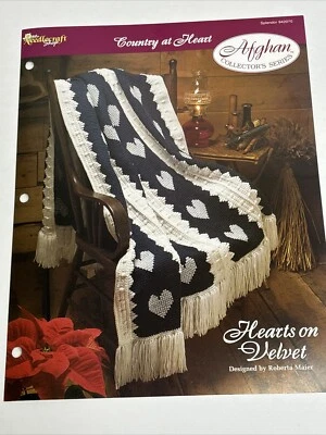Hearts on Velvet Afghan Crochet Pattern Card Needlecraft Shop - Image 1 of 4