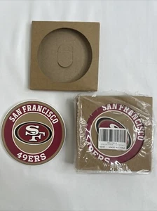 NIB 4 Set San Francisco 49ers Football Ceramic Round Coasters New - Picture 1 of 4