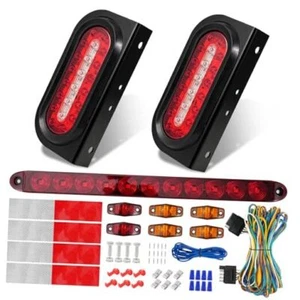 2Pcs 6 inch Oval LED Trailer Tail Lights Kit with Mounting Brackets, Light - Picture 1 of 7