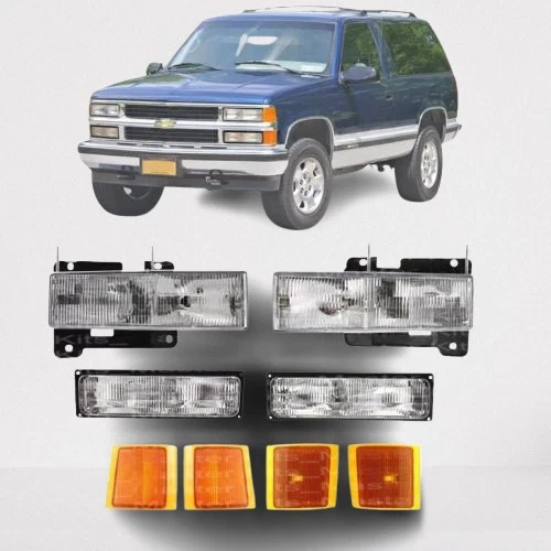 Front HeadLight & Turn Signal Lights Kit Left & Right For 1994-98 Chevy Tahoe Foto 1 de 4