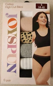 Joyspun Womens SMALL Cotton High Cut Bikini Panties 6 PAIRS Multi-color #10724 - Picture 1 of 5