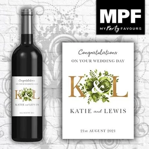 Personalised Wedding Wine Bottle Label - 5 colour options - gold - Picture 1 of 16