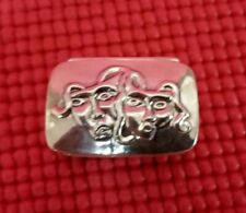 Ari D Norman Comedy & Tragedy Sterling Silver Pill Box Signed