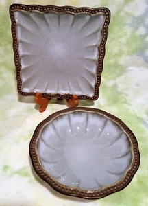 Set 2 Roscher Blue/Gray Hobnail Salad Plate & Soup Bowl~8" Primitive Distress - Picture 1 of 12